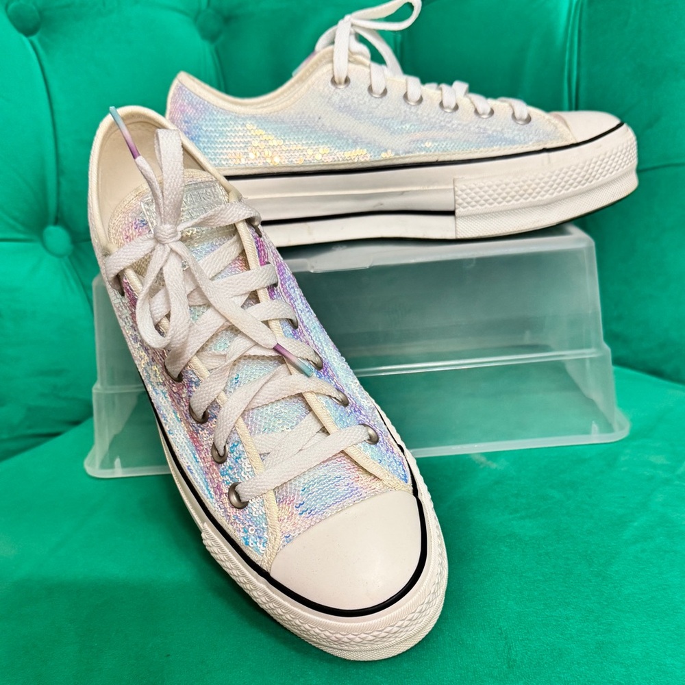 Converse sequins iridescent Sneakers EUC